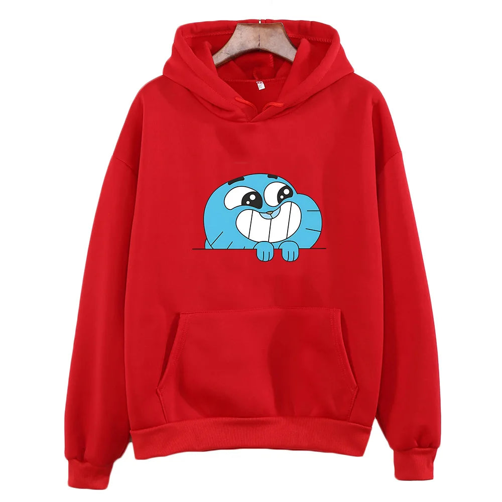 Gumball Wattersonn Printing Sweatshirts Cute Cartoon Anime Hoodies Women/men Fleece Clothing Autumn Hooded Pullovers Long Sleeve