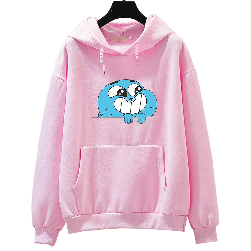 Gumball Wattersonn Printing Sweatshirts Cute Cartoon Anime Hoodies Women/men Fleece Clothing Autumn Hooded Pullovers Long Sleeve