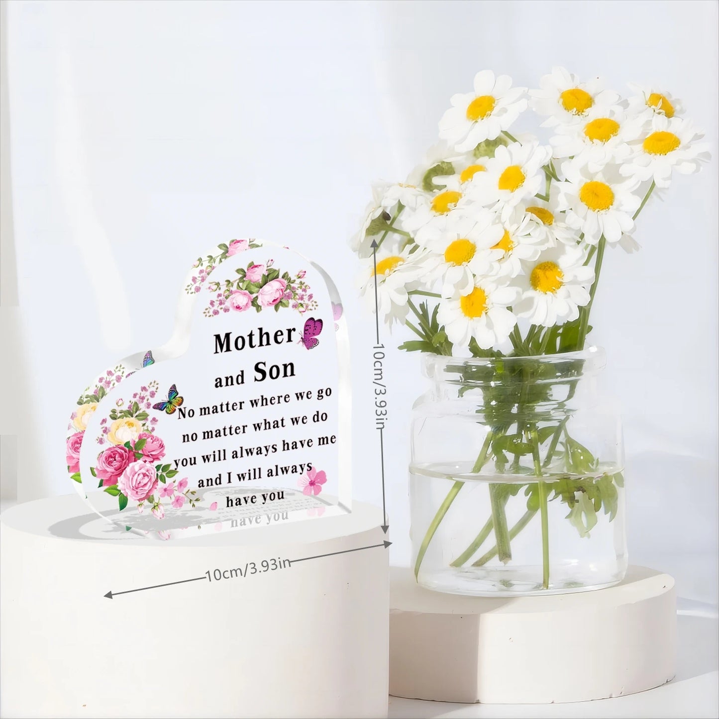 Gifts for Mum Heart-Shaped Acrylic Plaque Mum Gifts from Son Birthday Thanksgiving Mother's Day Gift for Mother