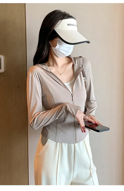 S-2XL New Hing Sports Coat Hoodies Women  Goth  Sweatshirt Sun Protective Clothing UV Protective Clothing Is Cool and Breathable