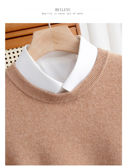 New 100% Pure Wool Sweater Men's Autumn Winter O-Neck Pullovers Business Casual Base Shirt Knit High-Grade Warm Male Jumper