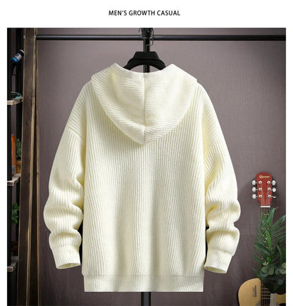 2025 Zipper Knitted Hooded Sweater For Men Korean Fashion Vintage Cardigan Knitwear Y2K Streetwear Casual Jackets jersey hombre