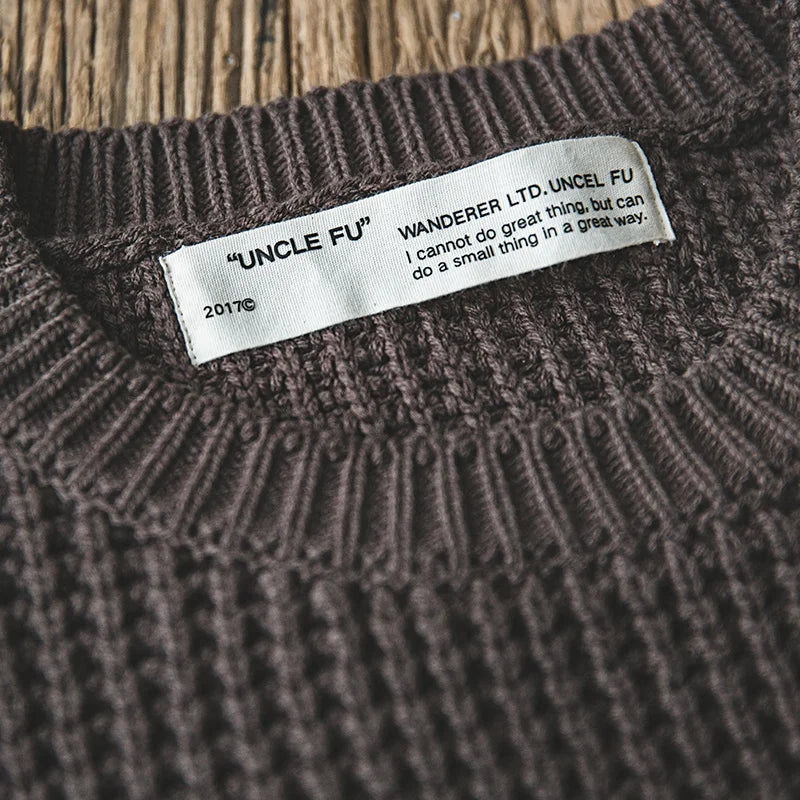 Maden Work Attire Retro Round Neck Thickened Autumn And Winter Sweater Amekaji Loose Knit Men's Clothing