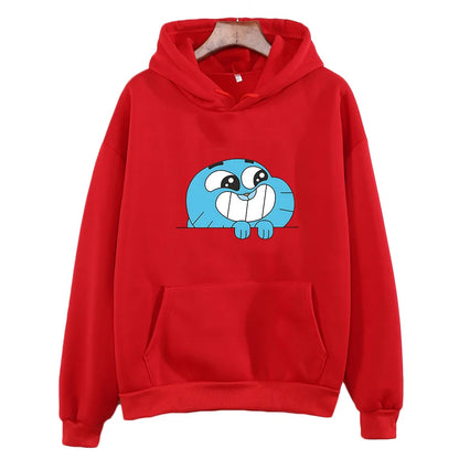 Gumball Wattersonn Printing Sweatshirts Cute Cartoon Anime Hoodies Women/men Fleece Clothing Autumn Hooded Pullovers Long Sleeve