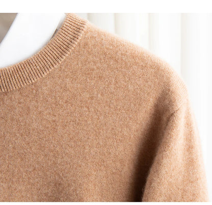 New 100% Pure Wool Sweater Men's Autumn Winter O-Neck Pullovers Business Casual Base Shirt Knit High-Grade Warm Male Jumper