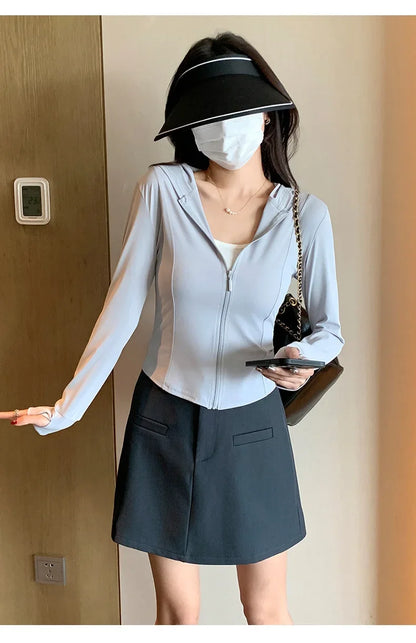 S-2XL New Hing Sports Coat Hoodies Women  Goth  Sweatshirt Sun Protective Clothing UV Protective Clothing Is Cool and Breathable