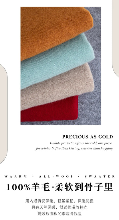 New 100% Pure Wool Sweater Men's Autumn Winter O-Neck Pullovers Business Casual Base Shirt Knit High-Grade Warm Male Jumper