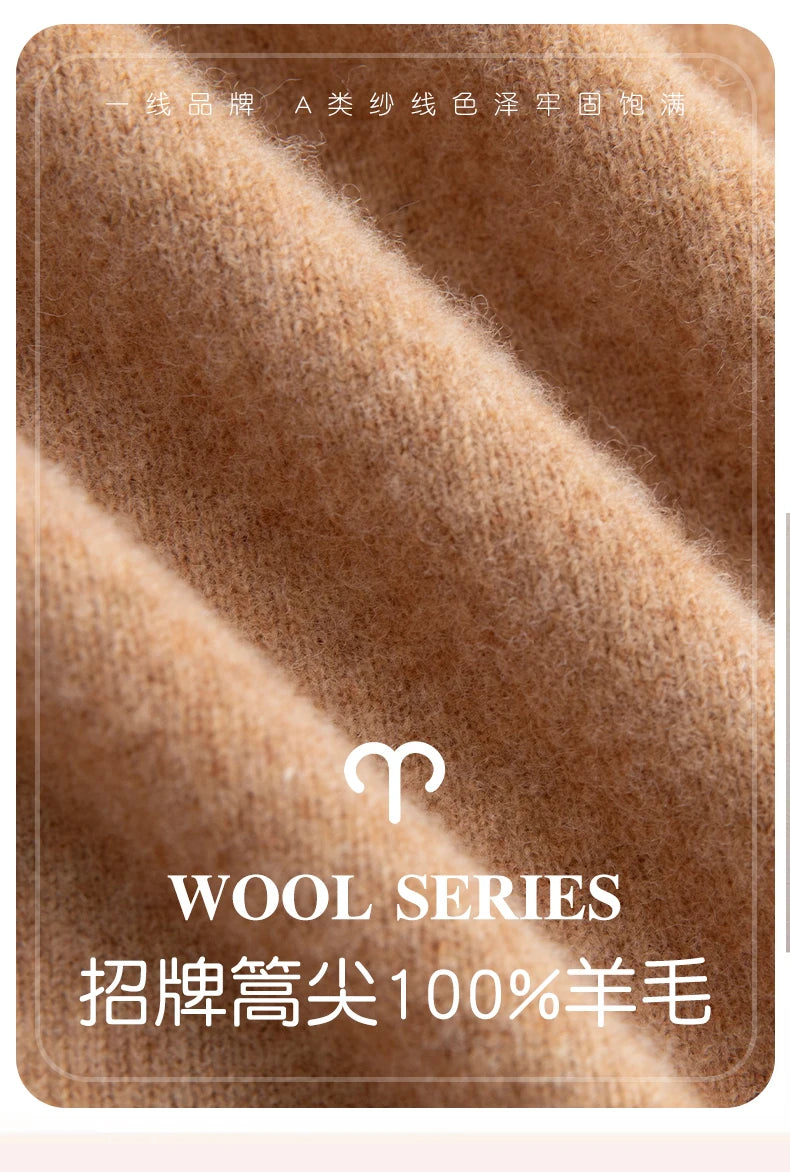 New 100% Pure Wool Sweater Men's Autumn Winter O-Neck Pullovers Business Casual Base Shirt Knit High-Grade Warm Male Jumper