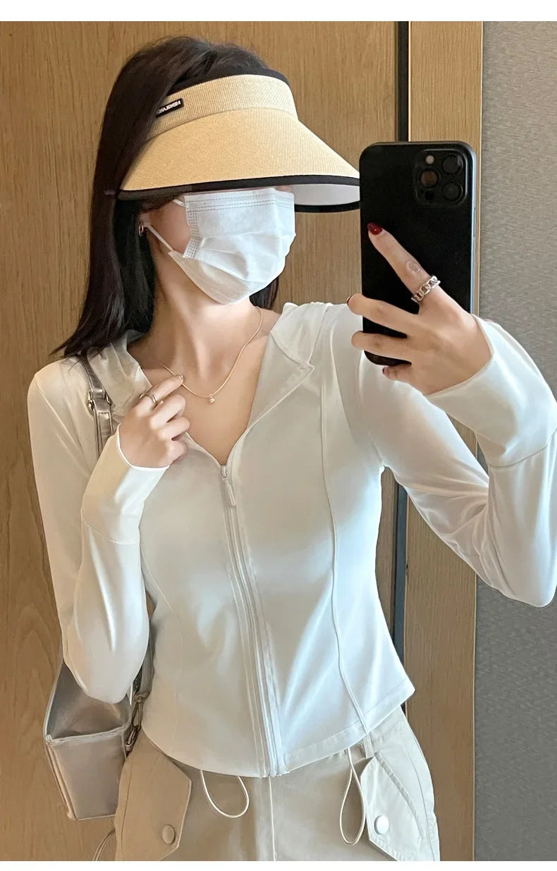 S-2XL New Hing Sports Coat Hoodies Women  Goth  Sweatshirt Sun Protective Clothing UV Protective Clothing Is Cool and Breathable