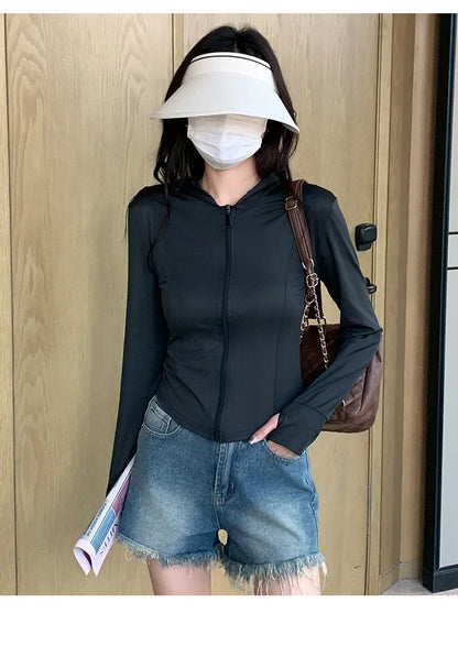 S-2XL New Hing Sports Coat Hoodies Women  Goth  Sweatshirt Sun Protective Clothing UV Protective Clothing Is Cool and Breathable