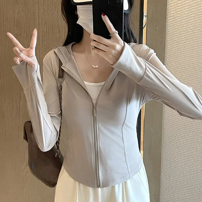 S-2XL New Hing Sports Coat Hoodies Women  Goth  Sweatshirt Sun Protective Clothing UV Protective Clothing Is Cool and Breathable