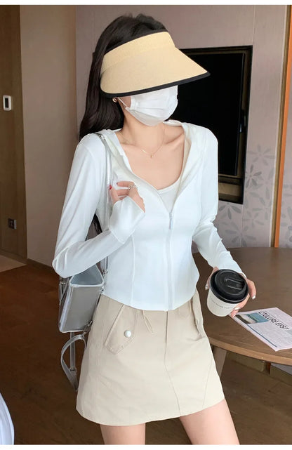 S-2XL New Hing Sports Coat Hoodies Women  Goth  Sweatshirt Sun Protective Clothing UV Protective Clothing Is Cool and Breathable