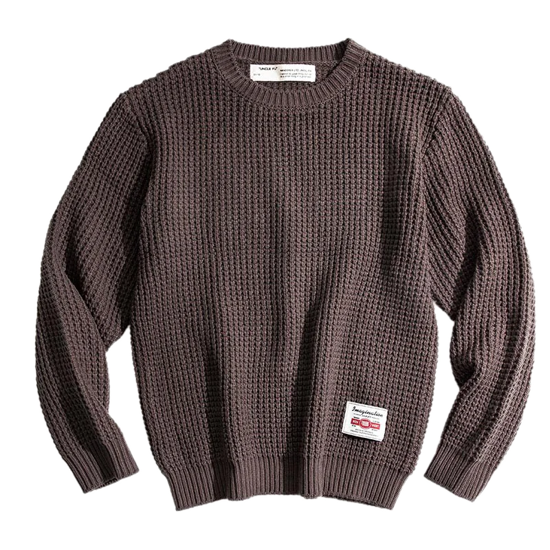 Maden Work Attire Retro Round Neck Thickened Autumn And Winter Sweater Amekaji Loose Knit Men's Clothing