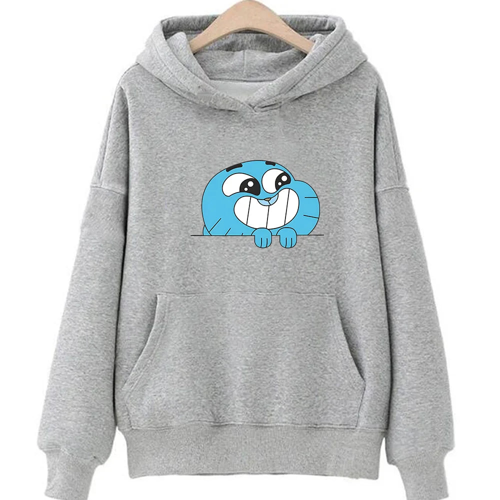 Gumball Wattersonn Printing Sweatshirts Cute Cartoon Anime Hoodies Women/men Fleece Clothing Autumn Hooded Pullovers Long Sleeve