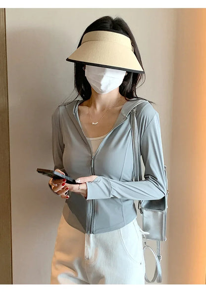 S-2XL New Hing Sports Coat Hoodies Women  Goth  Sweatshirt Sun Protective Clothing UV Protective Clothing Is Cool and Breathable