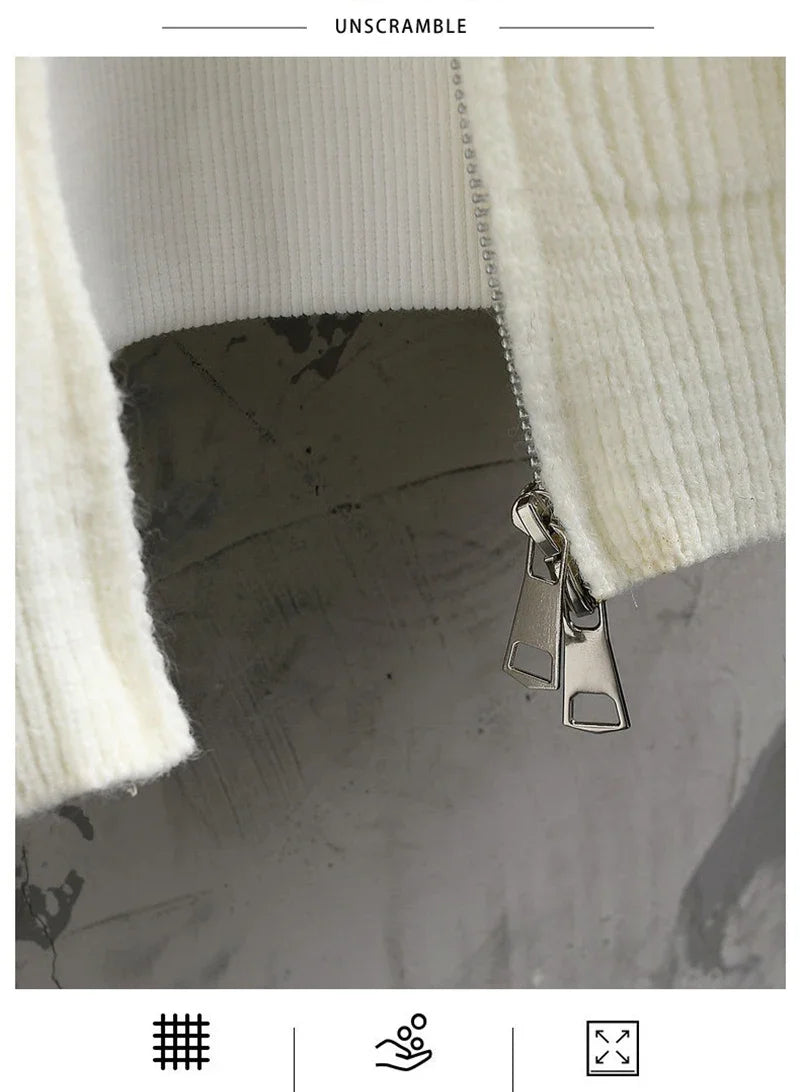 2025 Zipper Knitted Hooded Sweater For Men Korean Fashion Vintage Cardigan Knitwear Y2K Streetwear Casual Jackets jersey hombre