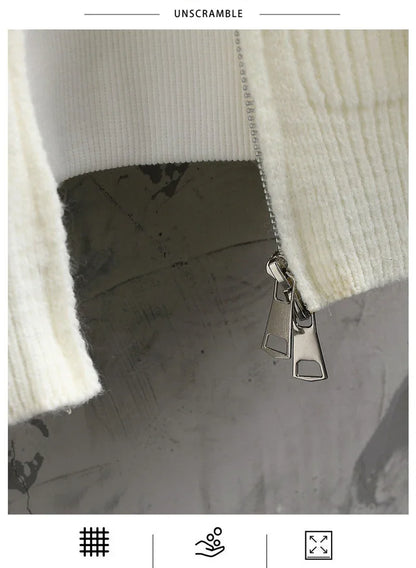 2025 Zipper Knitted Hooded Sweater For Men Korean Fashion Vintage Cardigan Knitwear Y2K Streetwear Casual Jackets jersey hombre