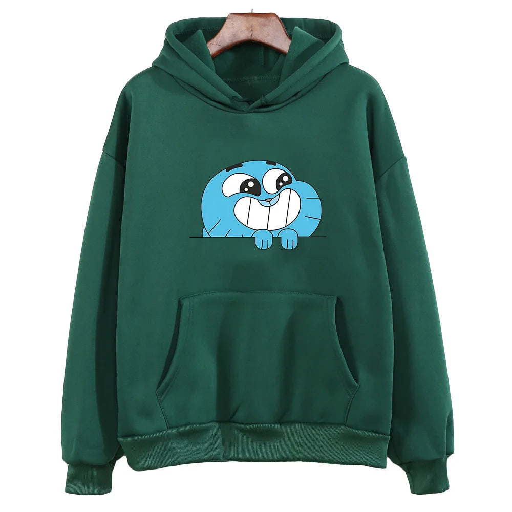 Gumball Wattersonn Printing Sweatshirts Cute Cartoon Anime Hoodies Women/men Fleece Clothing Autumn Hooded Pullovers Long Sleeve