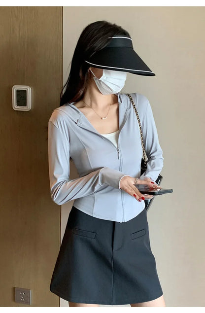 S-2XL New Hing Sports Coat Hoodies Women  Goth  Sweatshirt Sun Protective Clothing UV Protective Clothing Is Cool and Breathable