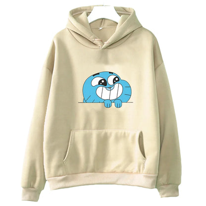 Gumball Wattersonn Printing Sweatshirts Cute Cartoon Anime Hoodies Women/men Fleece Clothing Autumn Hooded Pullovers Long Sleeve
