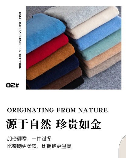 New 100% Pure Wool Sweater Men's Autumn Winter O-Neck Pullovers Business Casual Base Shirt Knit High-Grade Warm Male Jumper